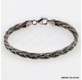 OMFBR-130-470, 5 DC Round Omega Braided Tricolor by line flat bangle ~4.7mm