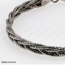 OMFBR-130-470, 5 DC Round Omega Braided Tricolor by line flat bangle ~4.7mm