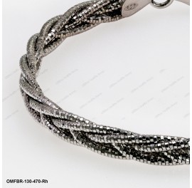 OMFBR-130-470, 5 DC Round Omega Braided Tricolor by line flat bangle ~4.7mm