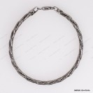 OMFBR-130-470, 5 DC Round Omega Braided Tricolor by line flat bangle ~4.7mm