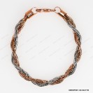 OMROPE6F-130-540, 6 DC Round Omega Rose and Rhodium Round Rope by line ~5.4mm Bangle