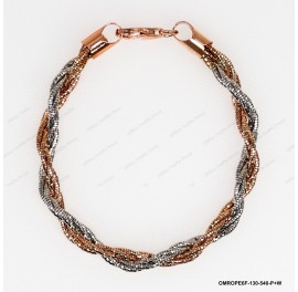 OMROPE6F-130-540, 6 DC Round Omega Rose and Rhodium Round Rope by line ~5.4mm Bangle