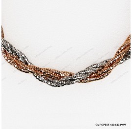 OMROPE6F-130-540, 6 DC Round Omega Rose and Rhodium Round Rope by line ~5.4mm Bangle