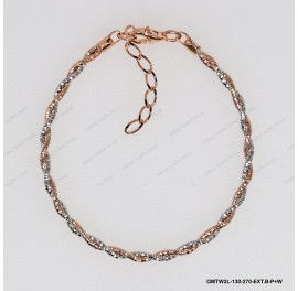 OMTW2L-130-270, 2 Lines 3 DC Round Omega Braided Bangle ~2.7mm