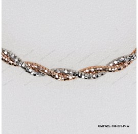 OMTW2L-130-270, 2 Lines 3 DC Round Omega Braided Bangle ~2.7mm