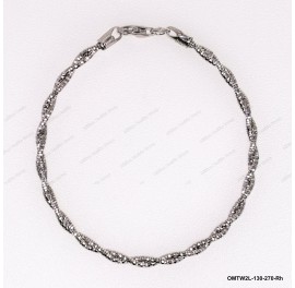 OMTW2L-130-270, 2 Lines 3 DC Round Omega Braided Bangle ~2.7mm