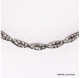 OMTW2L-130-270, 2 Lines 3 DC Round Omega Braided Bangle ~2.7mm