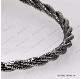 OMTW3L-130-290-EXT-B-GR, Bracelet 3 DC Round Omega Braided Round bangle ~2.9mm