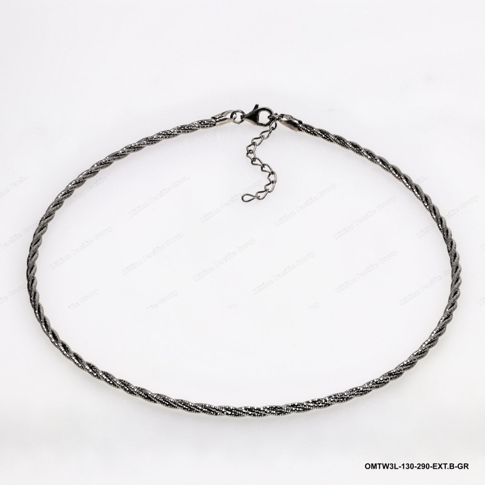 OMTW3L-130-290, Necklace 3 DC Round Omega Braided Round bangle ~2.9mm