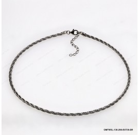 OMTW3L-130-290, Necklace 3 DC Round Omega Braided Round bangle ~2.9mm