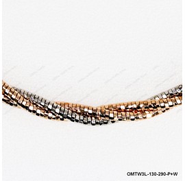 OMTW3L-130-290, 3 DC Round Omega Braided Tricolor by line Round bangle ~2.9mm