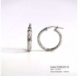 Rectangle Tube Twilling DC Round Hoop Earring 25mm