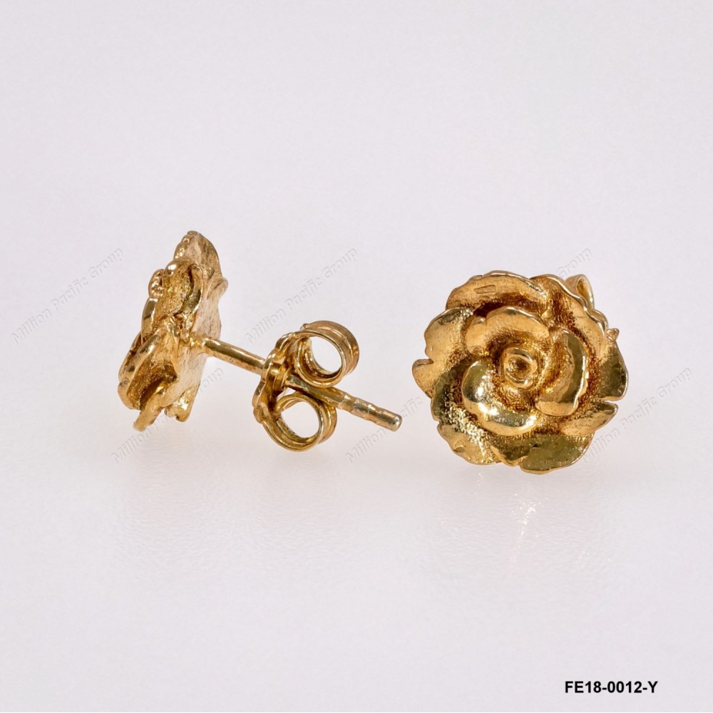 Flower Rose Post Earring ~10.5mm