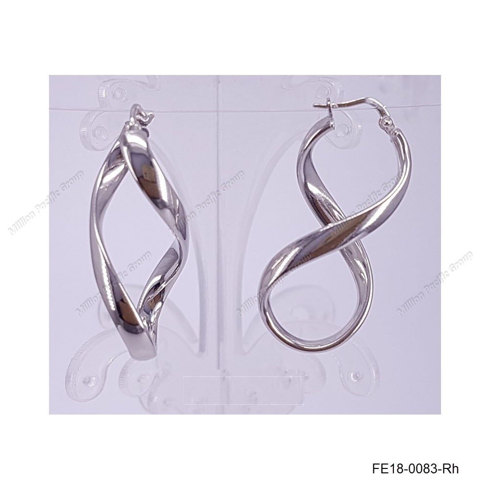 Plain Infinity Wavy Oval Earring ~18.8x37mm