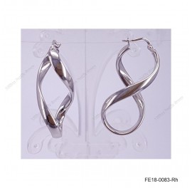 Plain Infinity Wavy Oval Earring ~18.8x37mm