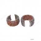 Silver Wire Slash Beads Two Tone Open Ring 