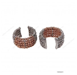 Silver Wire Slash Beads Two Tone Open Ring 