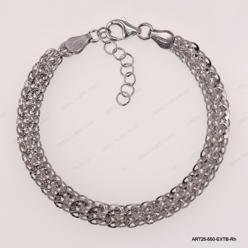 ART25-550-EXTB-Rh, Sparkling Fancy Adjustable Bracelet ~5.5mm