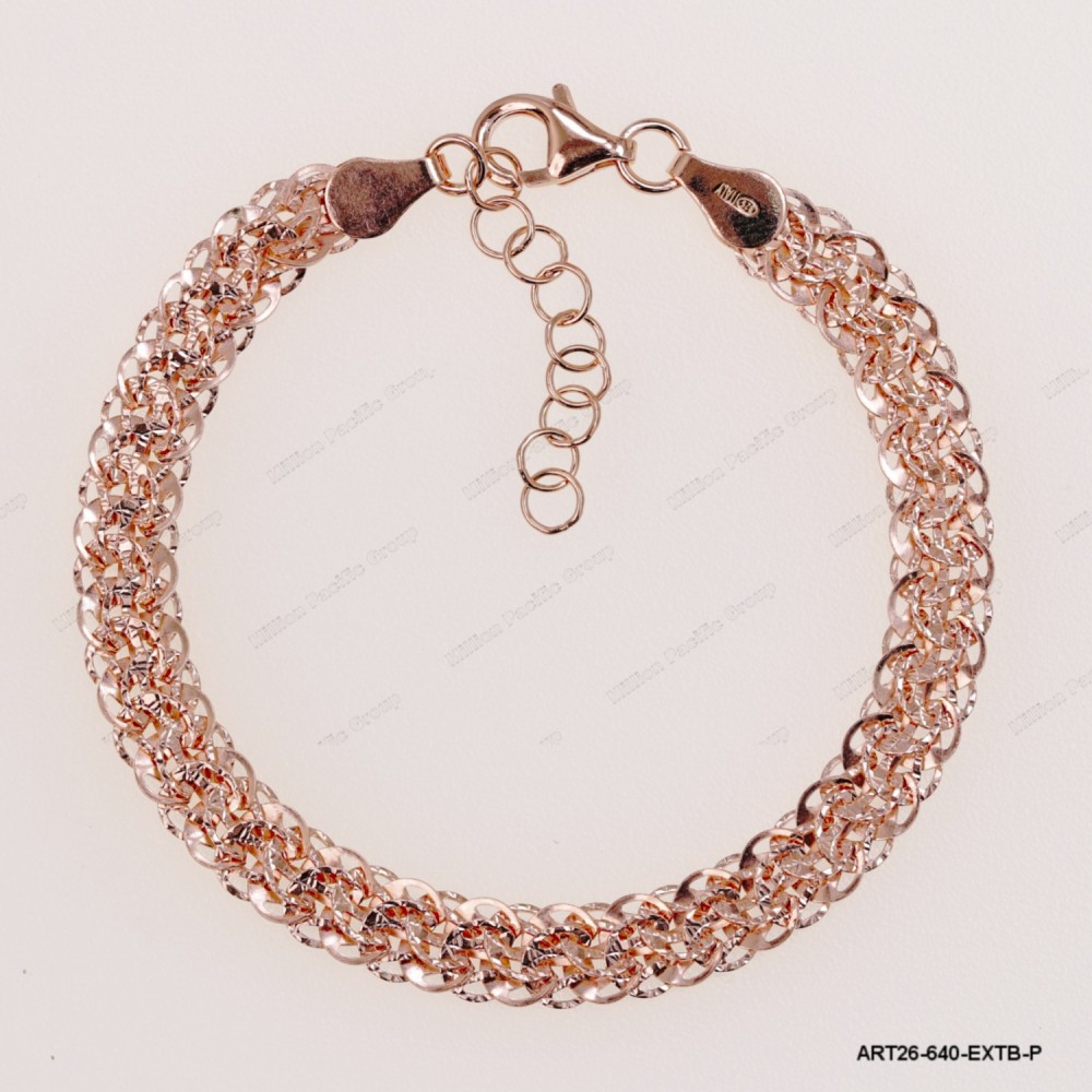 ART26-640-EXTB-P, Sparkling Fancy Oval Flat Adjustable Bracelet ~6.4mm