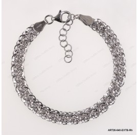 ART26-640-EXTB-Rh, Sparkling Fancy Oval Flat Adjustable Bracelet ~6.4mm
