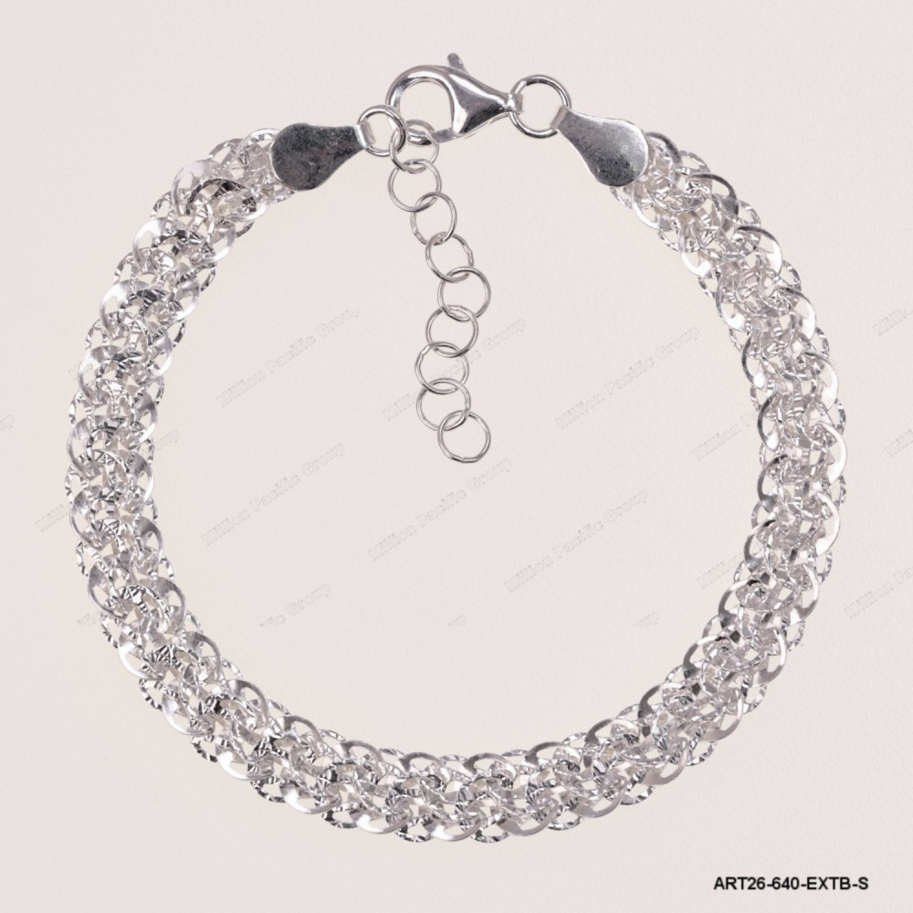 ART26-640-EXTB-S, Sparkling Fancy Oval Flat Adjustable Bracelet ~6.4mm
