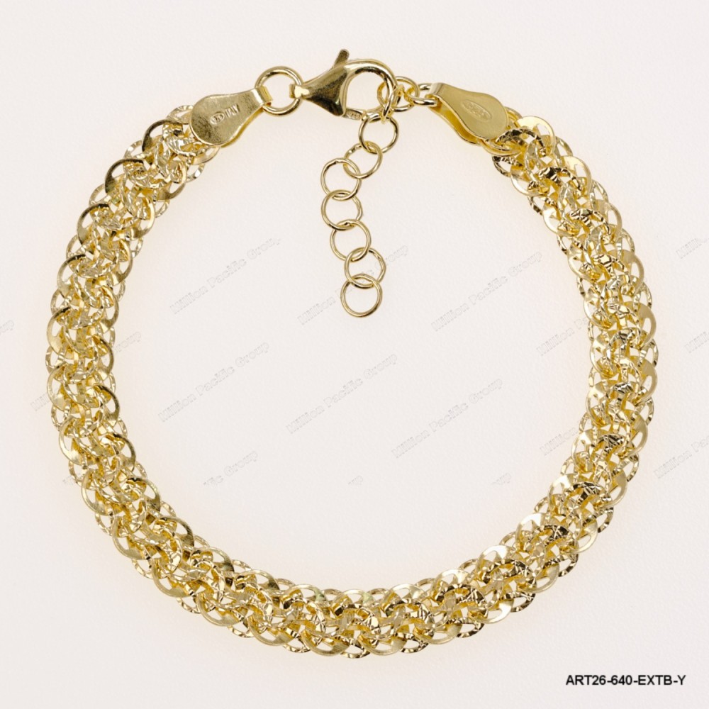 ART26-640-EXTB-Y, Sparkling Fancy Oval Flat Adjustable Bracelet ~6.4mm