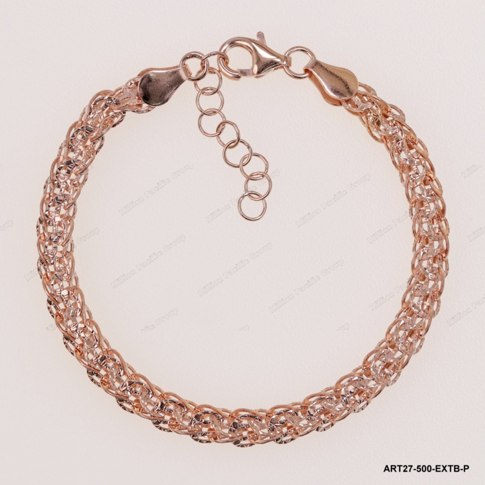 ART27-500-EXTB-P, Sparkling Fancy Square Adjustable Bracelet ~5mm
