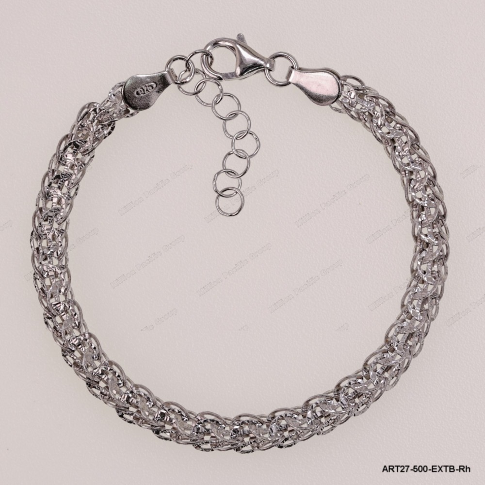 ART27-500-EXTB-Rh, Sparkling Fancy Square Adjustable Bracelet ~5mm