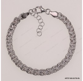 ART27-500-EXTB-Rh, Sparkling Fancy Square Adjustable Bracelet ~5mm