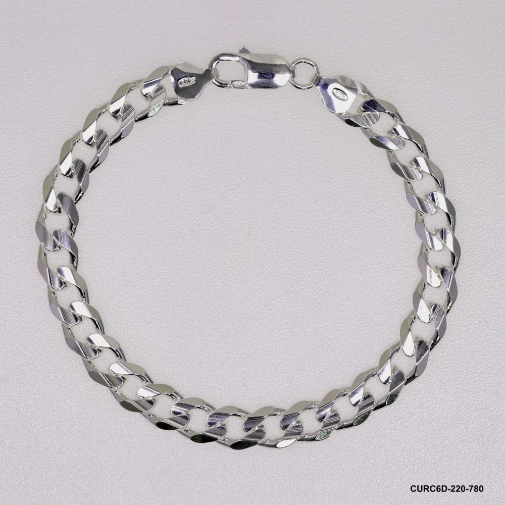 Both side Concave Curb 6DC Man Bracelet Necklace ~7.80mm