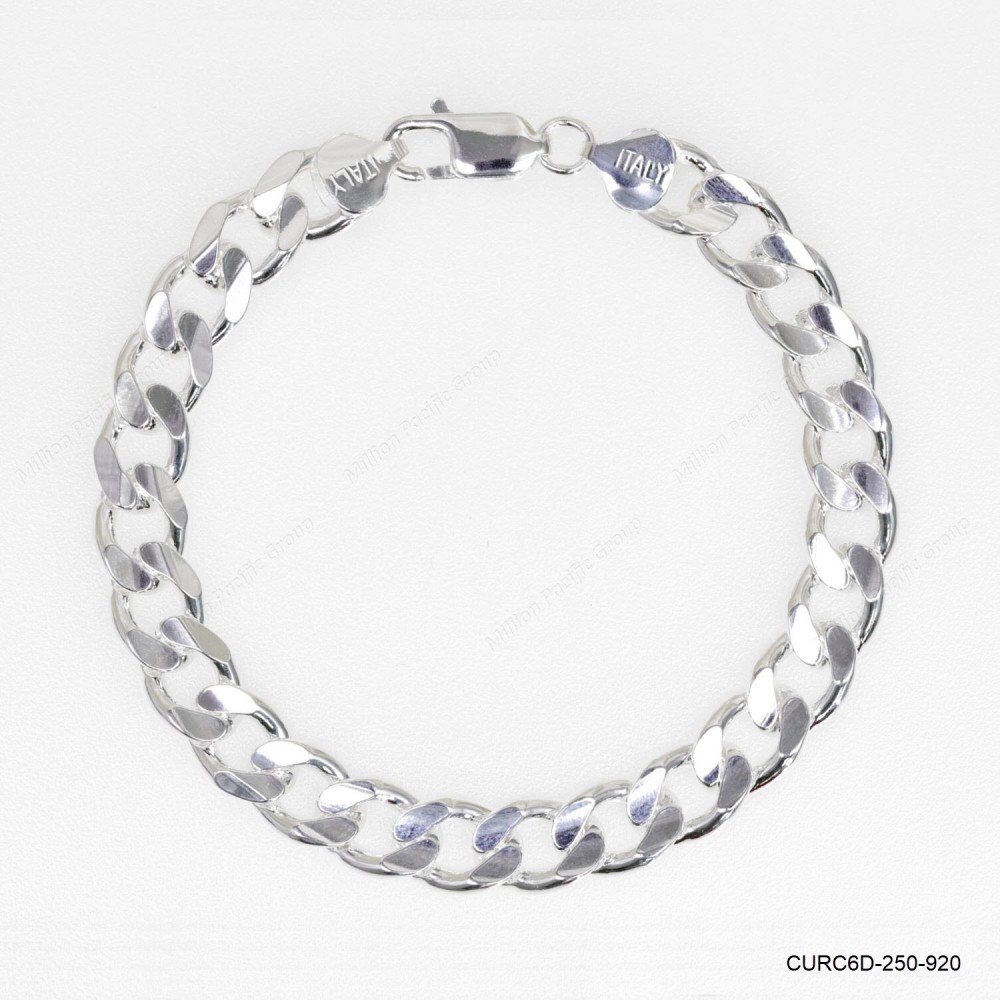 Both side Concave Curb 6DC Man Bracelet Necklace ~9.20mm