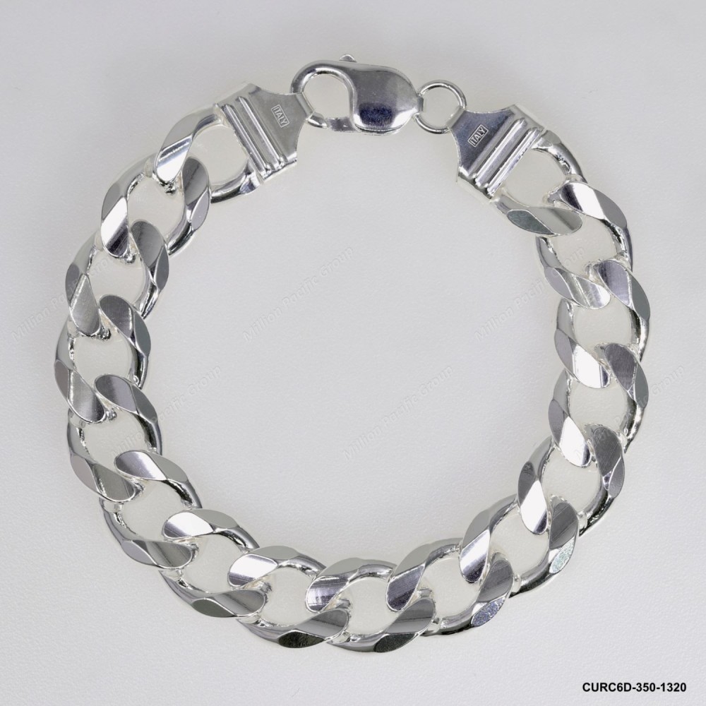 Both side Concave Curb 6DC Man Bracelet Necklace ~13.2mm