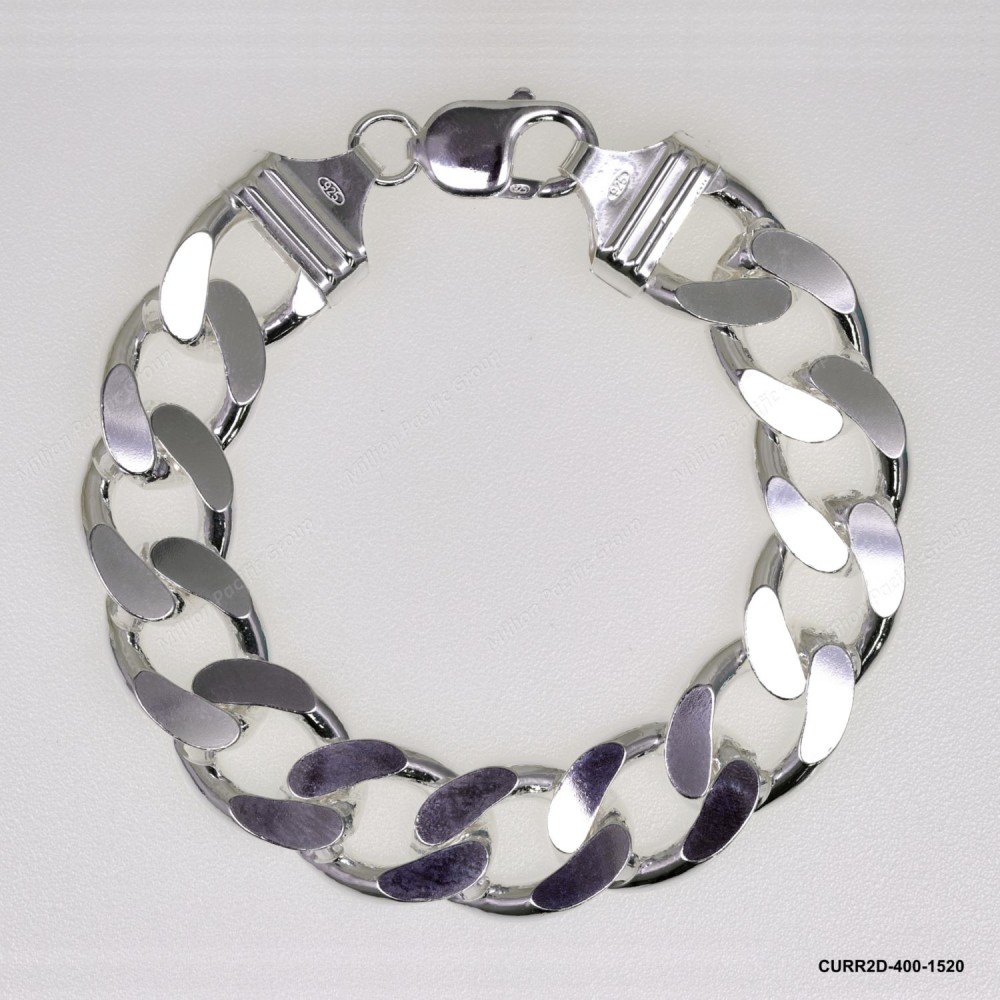 Curb 2 side Diamond Cut Man Bracelet Necklace