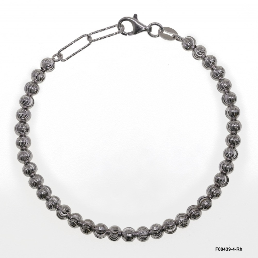 F00439-4, 4mm Moon Cut Beads & Diamond Cut Paper Clip 3.5mm Chain adjustable bracelet by Chain