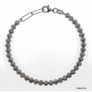 F00439-4, 4mm Moon Cut Beads & Diamond Cut Paper Clip 3.5mm Chain adjustable bracelet by Chain