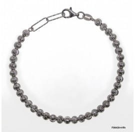 F00439-4, 4mm Moon Cut Beads & Diamond Cut Paper Clip 3.5mm Chain adjustable bracelet by Chain