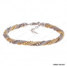 F00507, Two 8DC Bead and Two Calza Yellow and Rhodium Braided Adjustable Bracelet