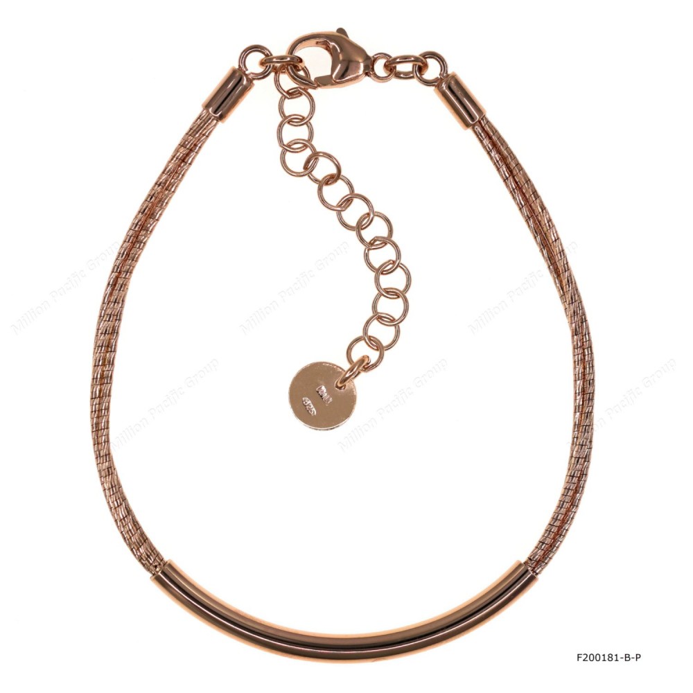 Round Omega Slash DC 3 lines Tube design Bracelet with Extender B