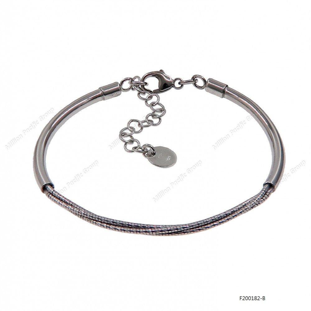 Round Omega Slash DC 3 lines Tube design Bracelet with Extender B