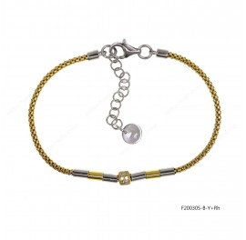 Popcorn KOREAN Chain design with Tube and Casting CZ elements Adjustable Bracelet