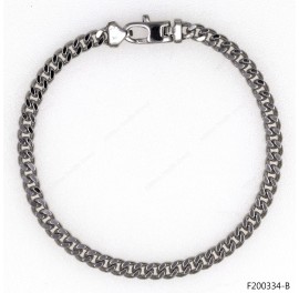 Design Bracelet in Tight Curb with 2 Diamond Cut Chain