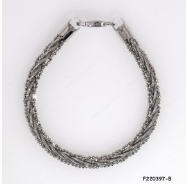 F220397, 4 Round Omega and 4 8DC Bead Chain Braided Bracelet