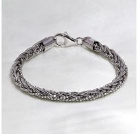 F220397, 4 Round Omega and 4 8DC Bead Chain Braided Bracelet