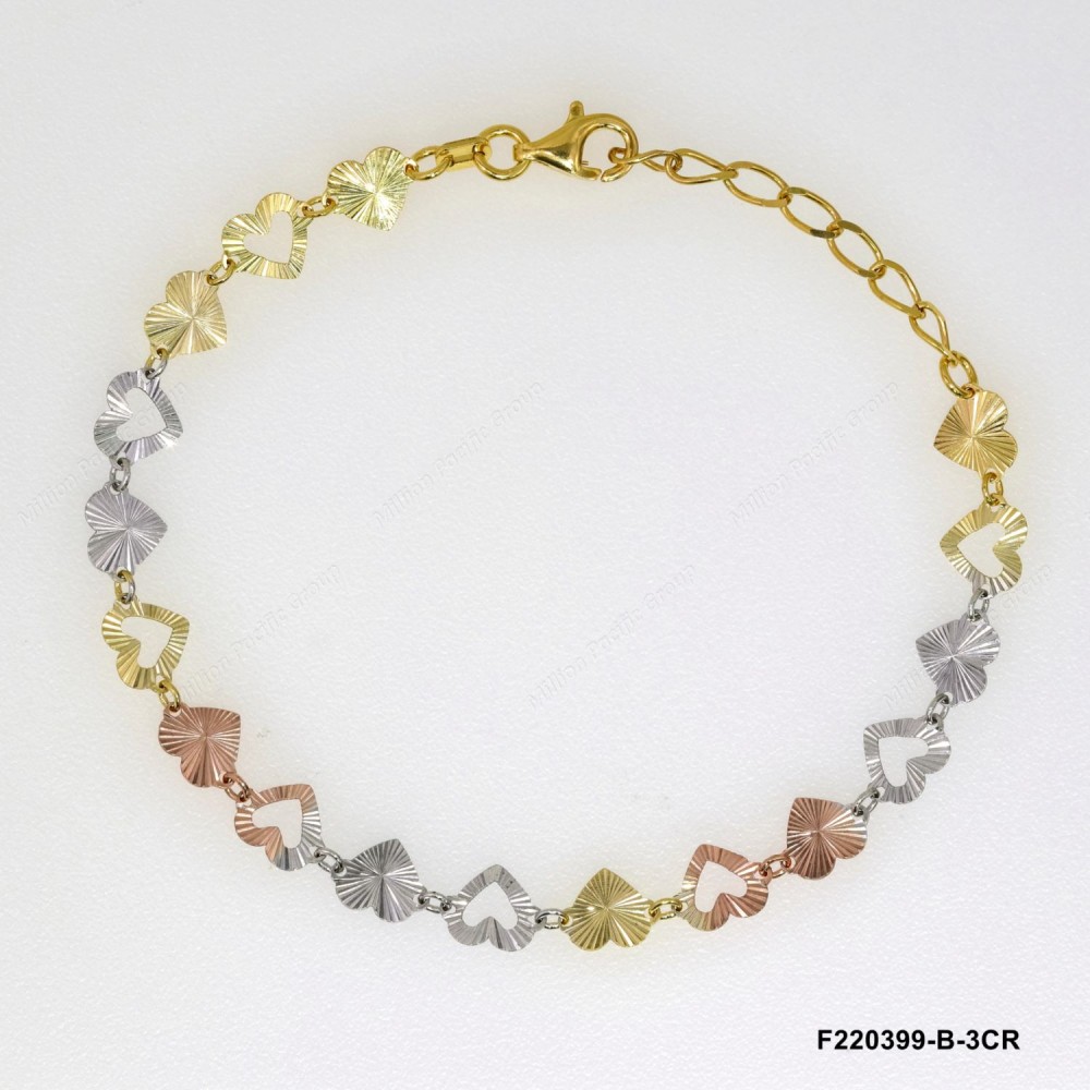 Sun DC Sheet Heart Alternating 1-1 Bracelet with Extender B 
