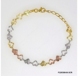 Sun DC Sheet Heart Alternating 1-1 Bracelet with Extender B 