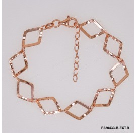 Flat Geometric Rhombic Wave sheet Alternating Hammered Adjustable Bracelet