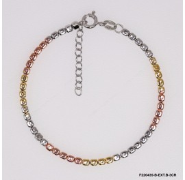 Tri Color Cube Cave Beads Cable Rolo Anchor chain inside Adjustable Bracelet