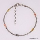 Rhodium Popcorn Korean chain with Rose, Yellow and Black Roundel beads