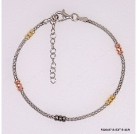 Rhodium Popcorn Korean chain with Rose, Yellow and Black Roundel beads