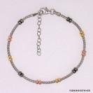 Rhodium Popcorn Korean chain with Rose, Yellow and Black Roundel beads